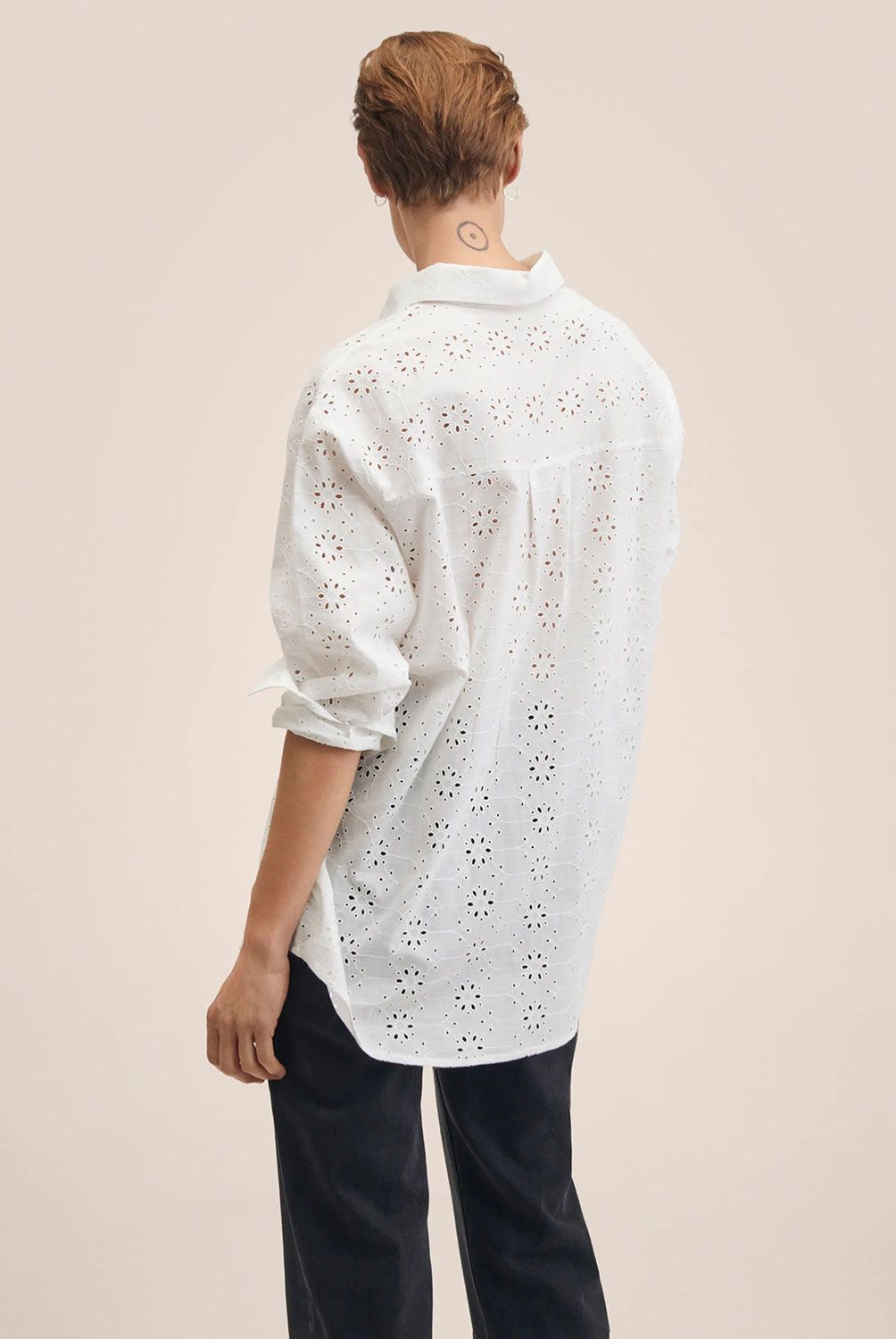 MANGO - Camisa Bordado Suizo Mujer Mango