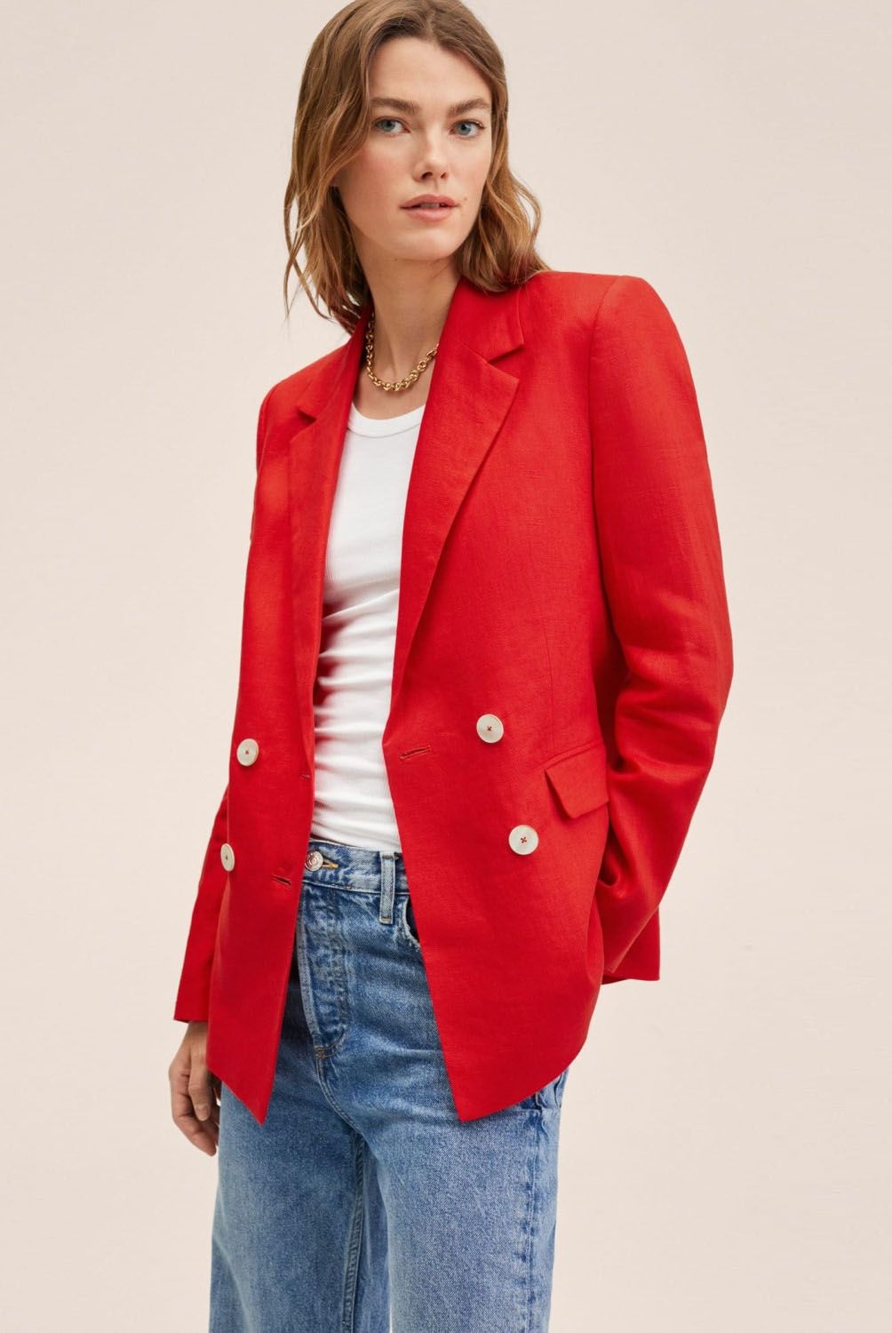 MANGO - Mango Blazer Traje Lino Tempoli Mujer