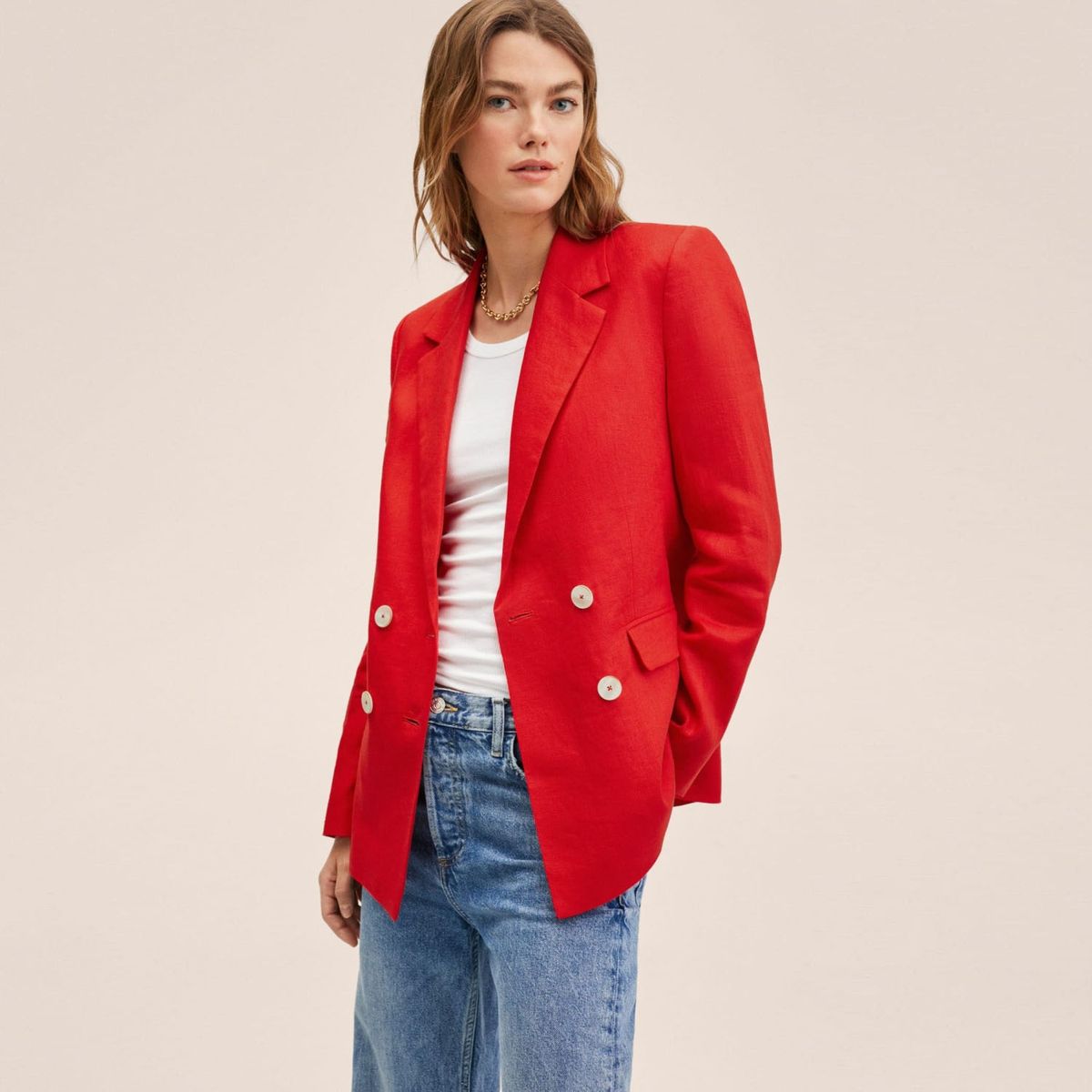 MANGO - Mango Blazer Traje Lino Tempoli Mujer