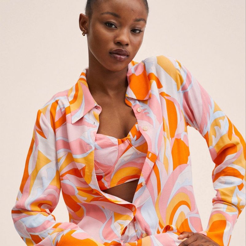 Blusa Estampada Blusas De Mango Mujer Camisa Estampada Blusas