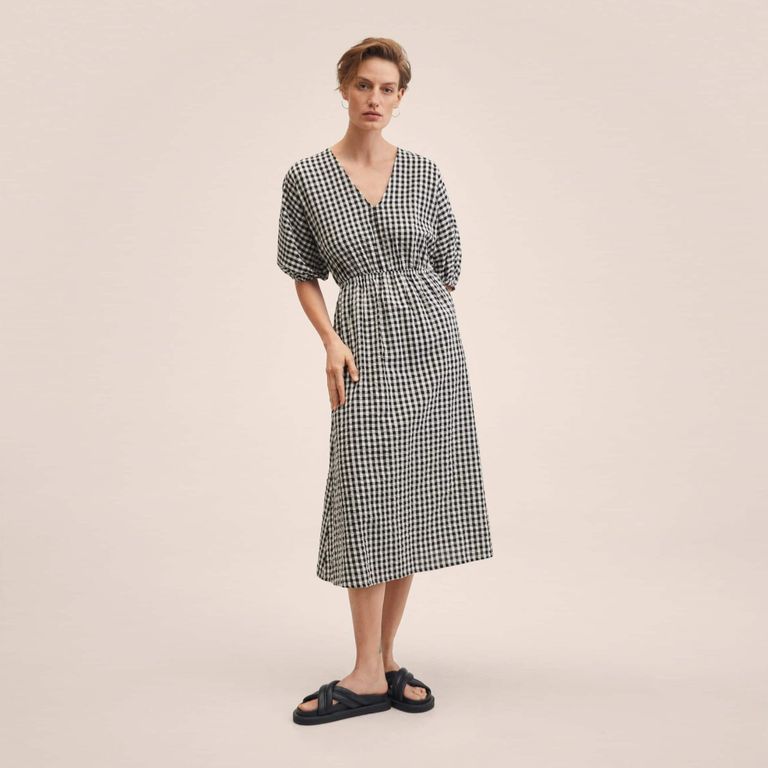 MANGO Mango Vestido Algodón Cuadro Vichy Monte Mujer