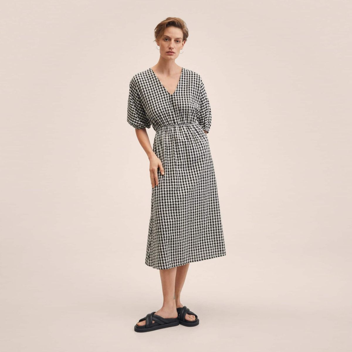 MANGO - Mango Vestido Algodón Cuadro Vichy Monte Mujer