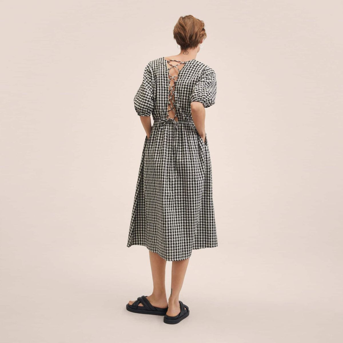 MANGO - Mango Vestido Algodón Cuadro Vichy Monte Mujer