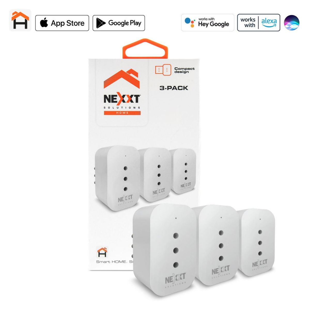NEXXT SOLUTIONS - Enchufe Inteligente 3 Unidades Nexxt Solutions