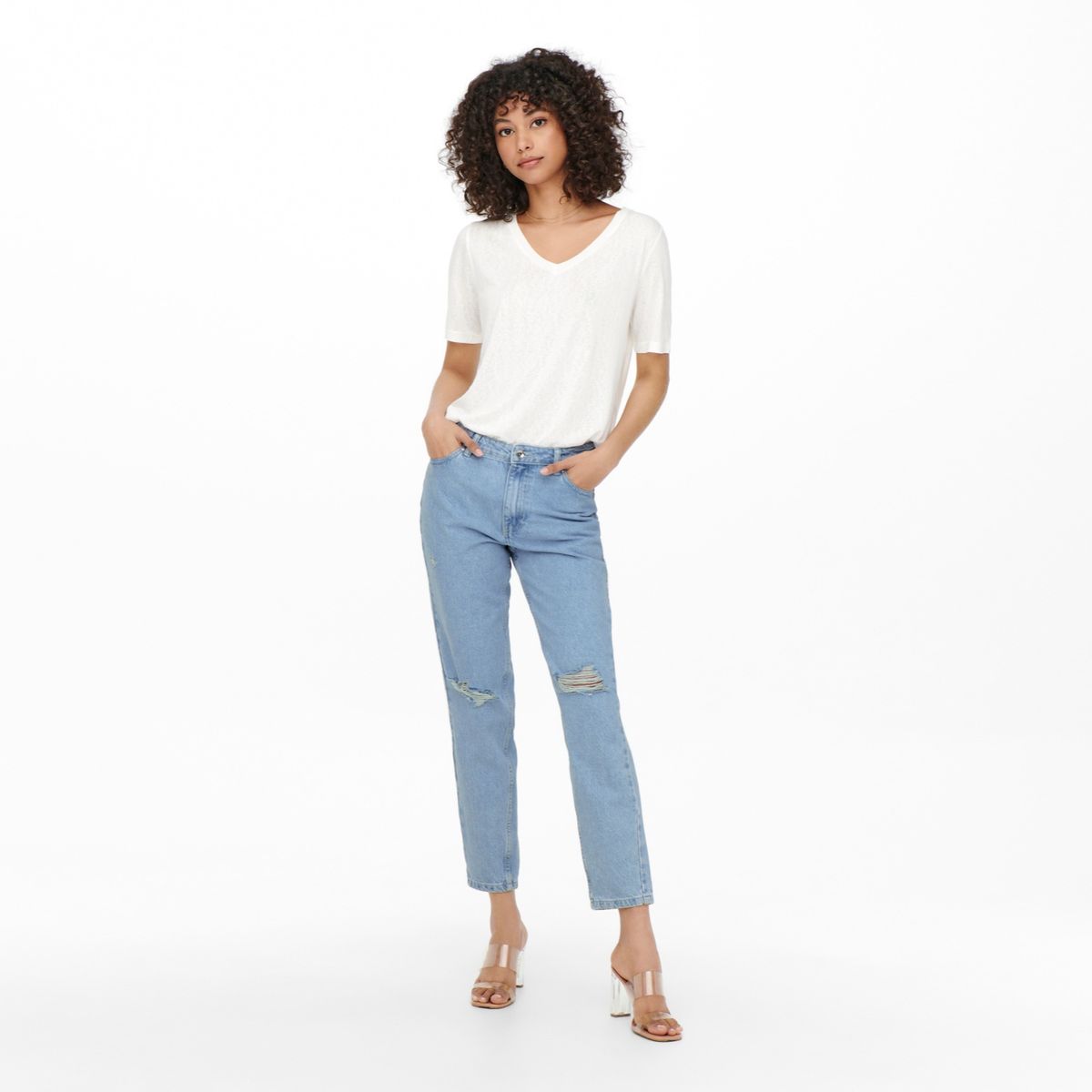 ONLY - Jeans Mom Tiro Alto Mujer Only