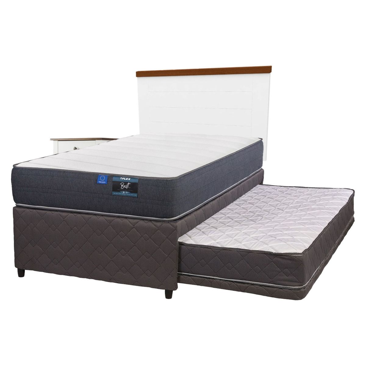 FLEX - Diván Best 1.5 Plaza Box + Set Muebles London Flex