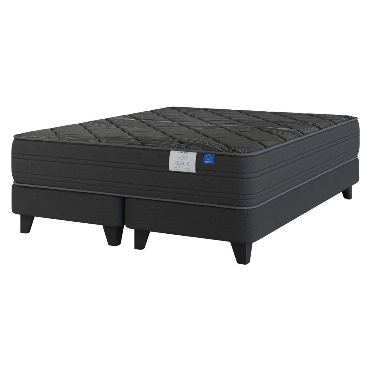 FLEX - Cama Europea Super King Black 200X200 Cm Base Dividida Flex
