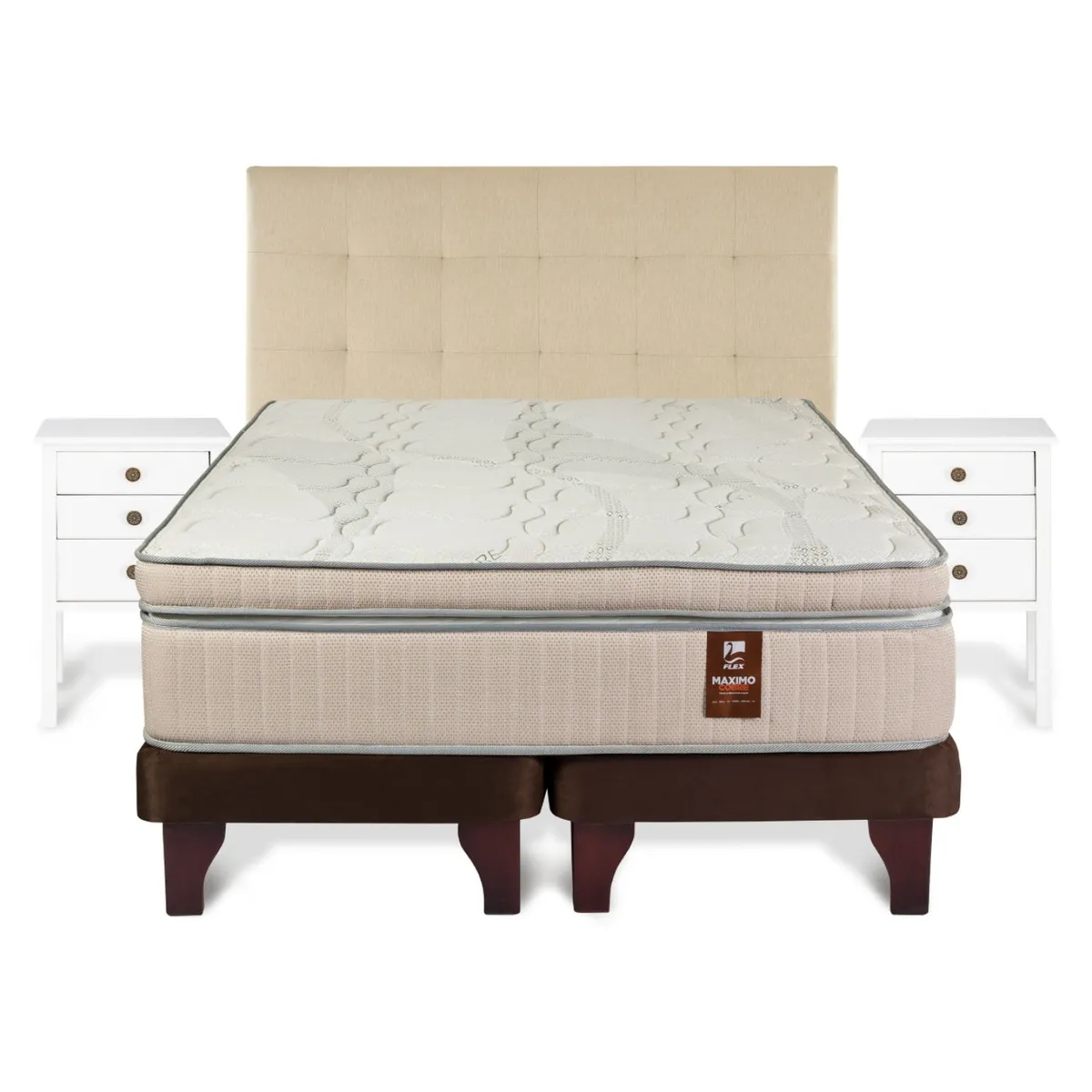 FLEX - Cama Europea Flex Max Cobre 2 Plazas Mueble + Respaldo