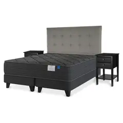 FLEX - Cama Europea Black 2 Plazas Mueble + Respaldo