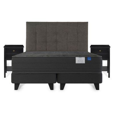 Imagen 2 del producto Cama Europea Black King + Respaldo Design + Velador Rover