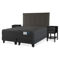 FLEX - Cama Europea Black 2 Plazas Mueble + Respaldo