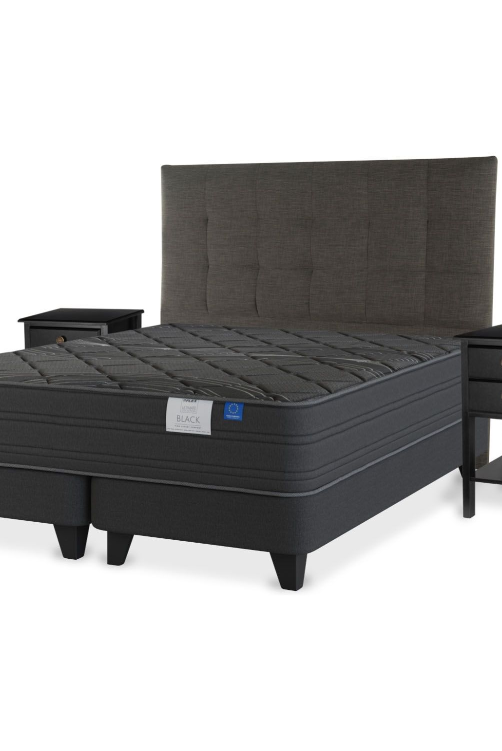 FLEX - Cama Europea Flex Black Super King Mueble + Respaldo