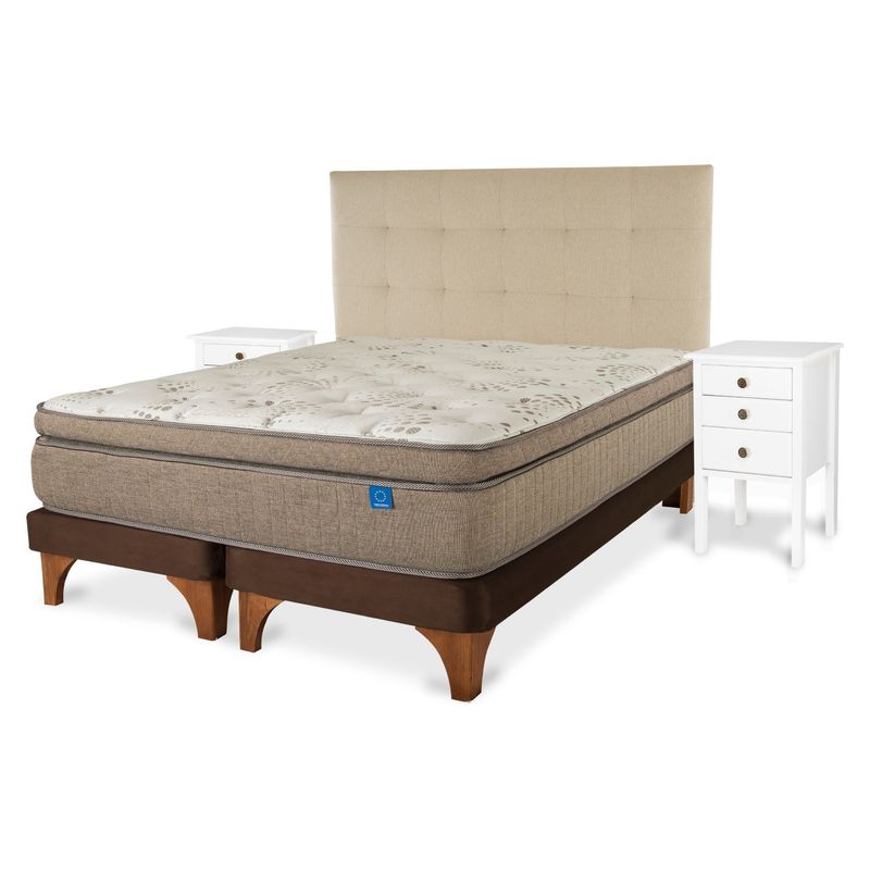 FLEX - Cama Europea Flex Terracobre 2 Plazas Mueble + Respaldo