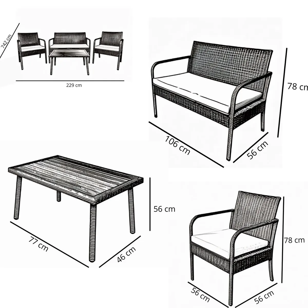 EL BARCO - Juego De Living De Terraza Rattan Florencia El Barco