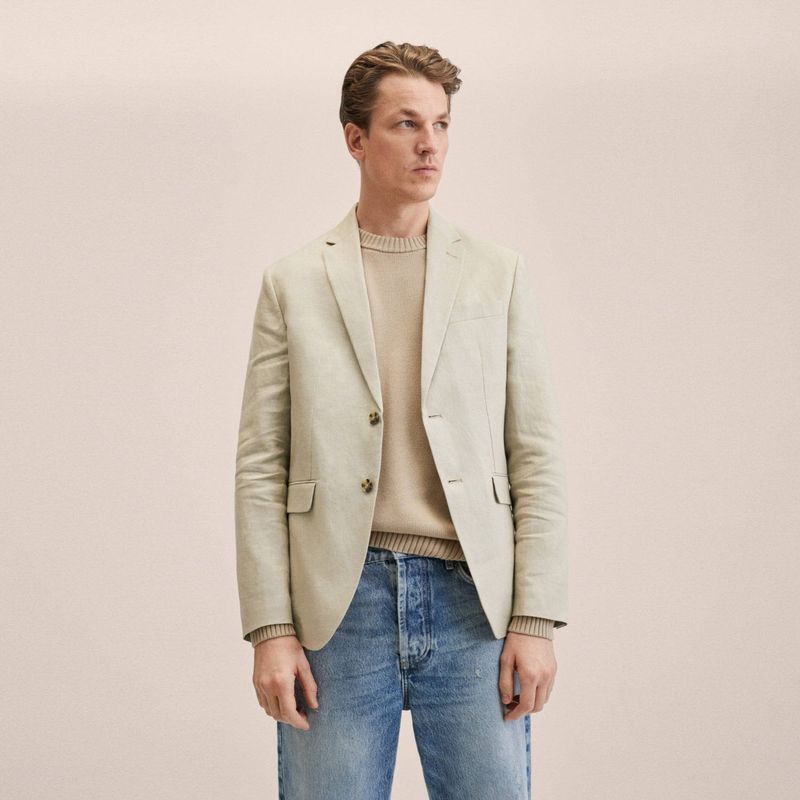 MANGO MAN - Mango Blazer Slim Fit 100% Lino Hombre