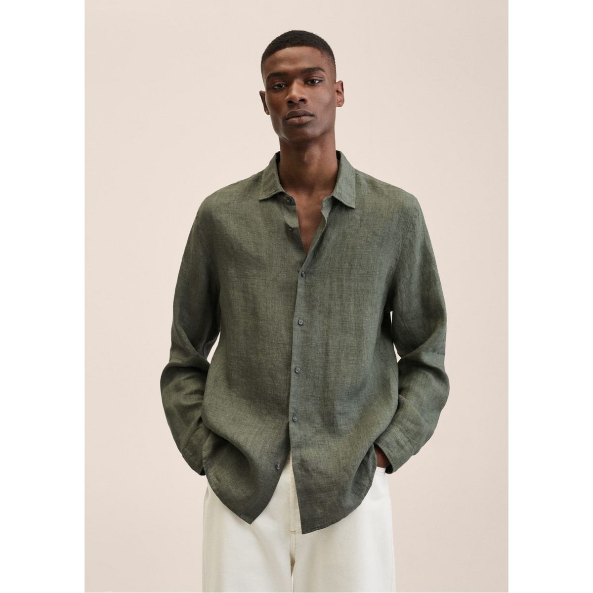 MANGO MAN - Mango Man Camisa Regular-Fit 100% Lino Hombre