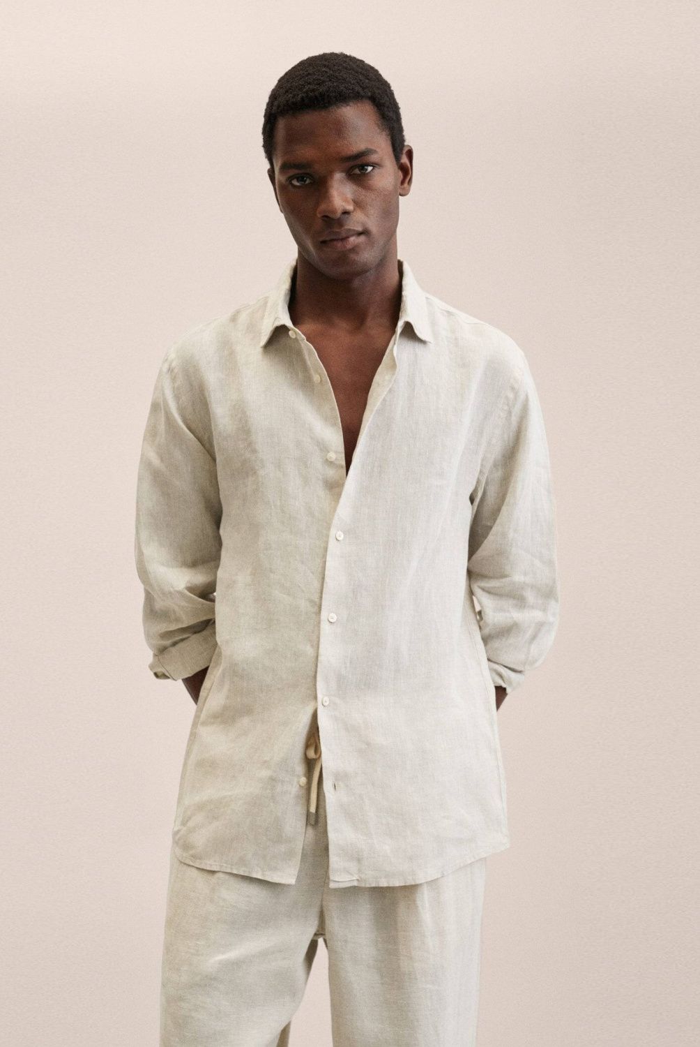 MANGO MAN - Mango Man Camisa Regular-Fit 100% Lino Hombre