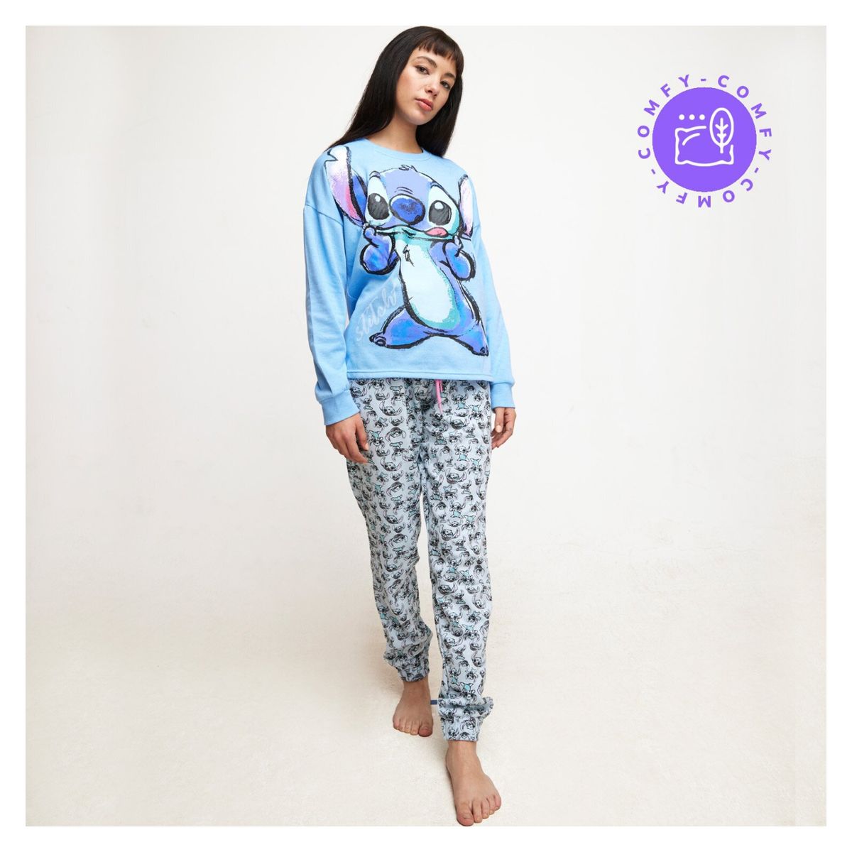 DISNEY - Conjunto Pijama Ll Mujer Stitch Azul Disney