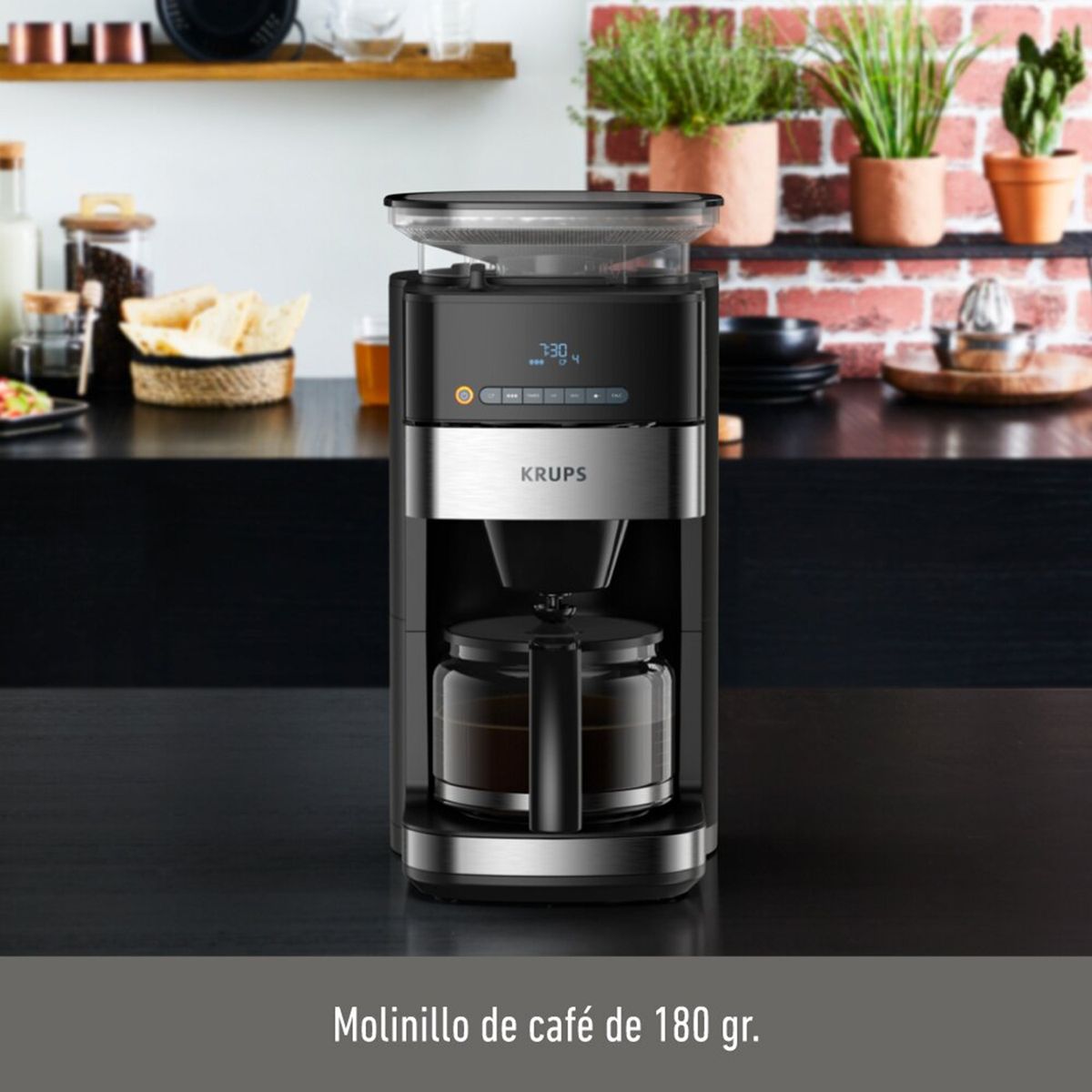 KRUPS - Cafetera de filtro con Molinillo Grind Aroma
