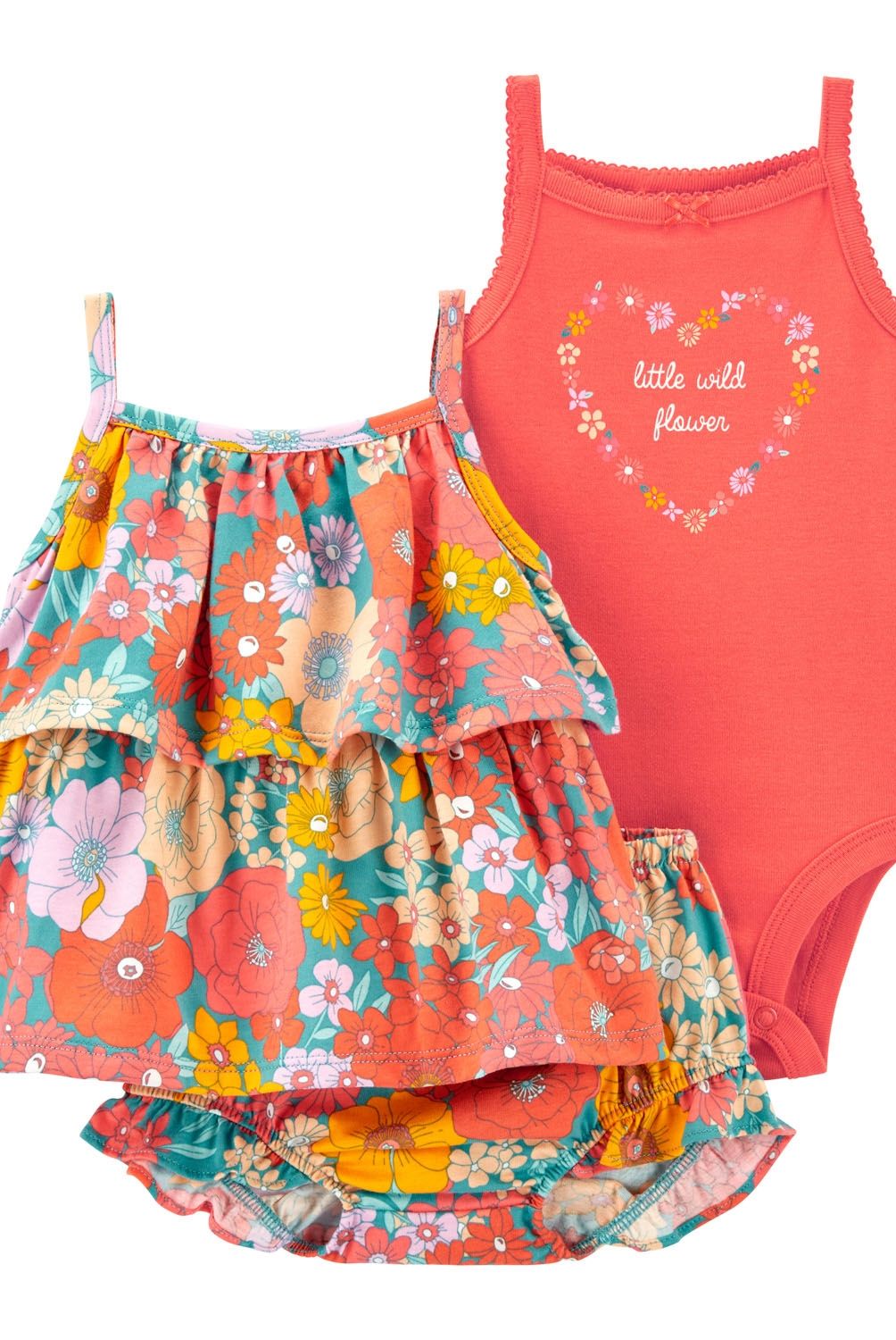 CARTER'S - Conjunto 3 Piezas Polera, Body Y Cubre Pañal Bebe Niña