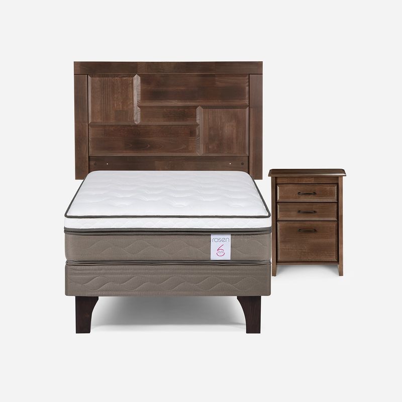 ROSEN - Cama Europea New Style 6 1,5 Plazas + Muebles Dolce Rosen Rosen
