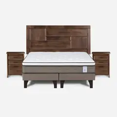 ROSEN - Cama Europea New Style 6 2 Plazas + Muebles Dolce