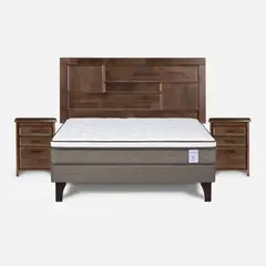ROSEN - Cama Europea New Style 6 2 Plazas + Muebles Dolce