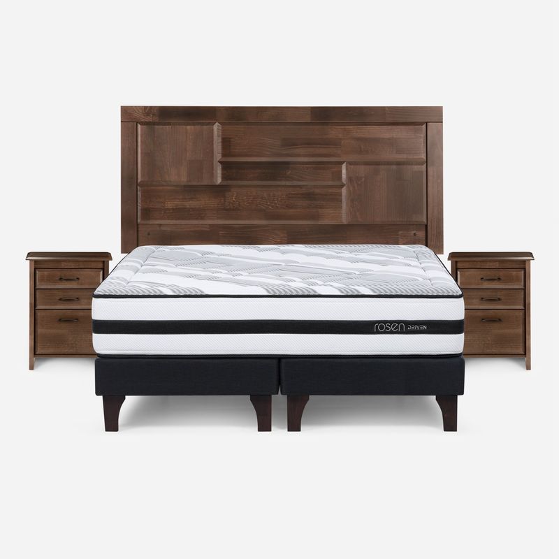 ROSEN - Cama Europea 2 Plazas Driven + Muebles Dolce Rosen