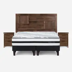 ROSEN - Cama Europea 2 Plazas Driven + Muebles Dolce