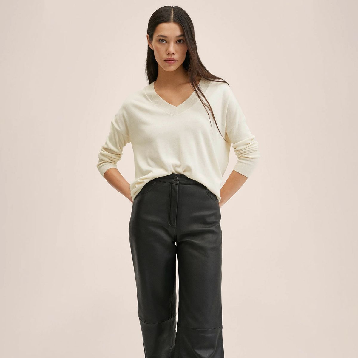 MANGO - Mango Sweater Oversize Escote Pico Lombia Mujer