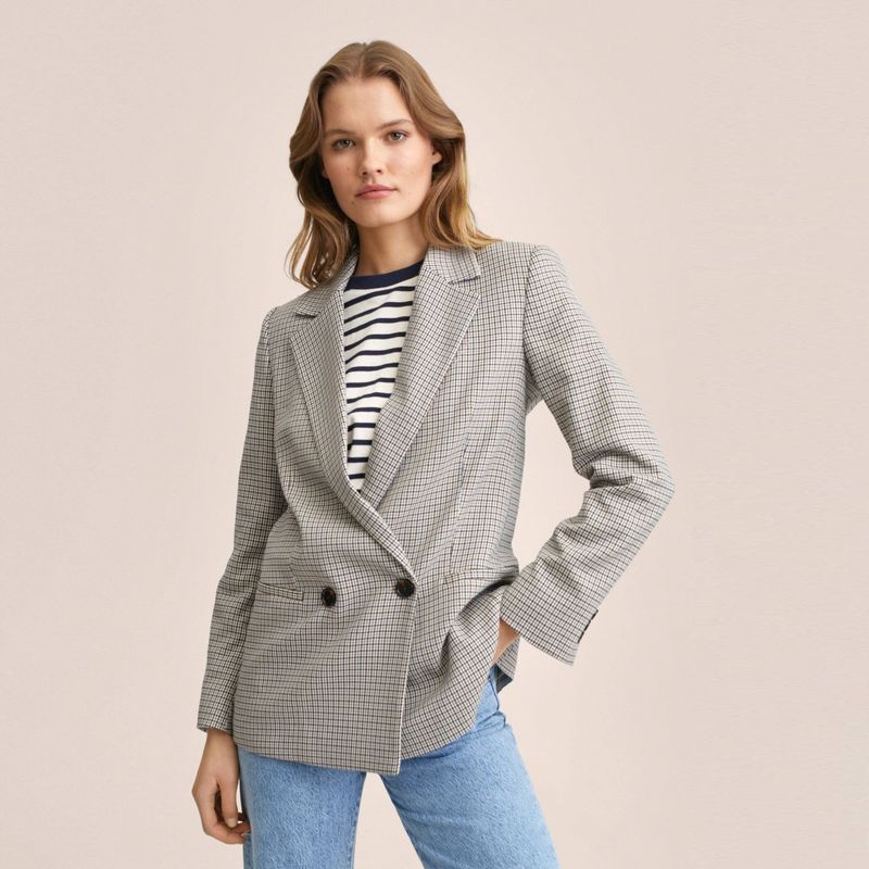 MANGO - Mango Blazer Doble Botonadura Cuadros Charlott Mujer