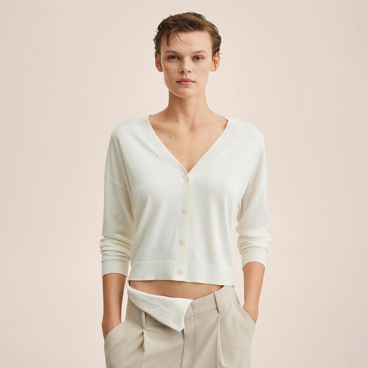 MANGO - Mango Chaleco Punto Fino Luccav Mujer