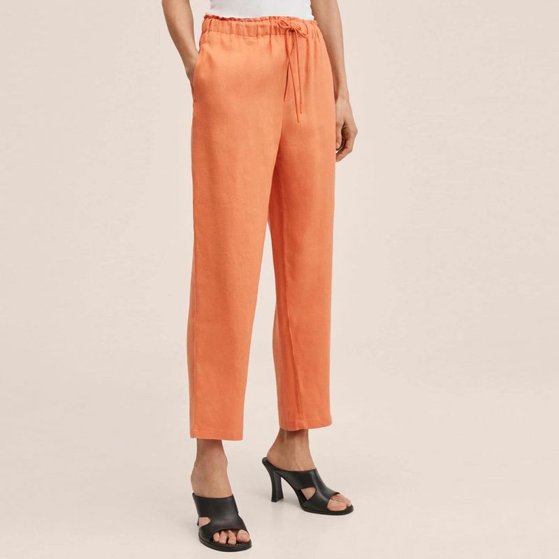 MANGO - Pantalón Jogger Lino Linen Mujer Mango