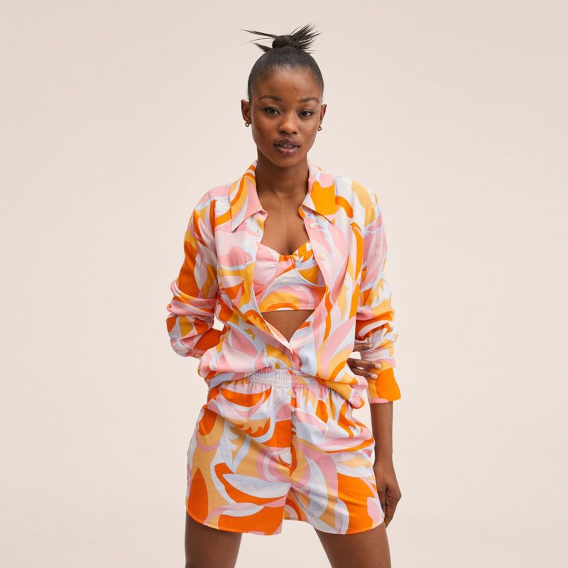 Mango - Mango Camisa Estampada Fluida Puc Mujer