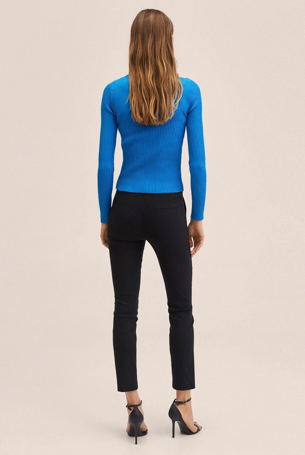 MANGO - Pantalón Recto Tiro Alto Cola Mujer Mango