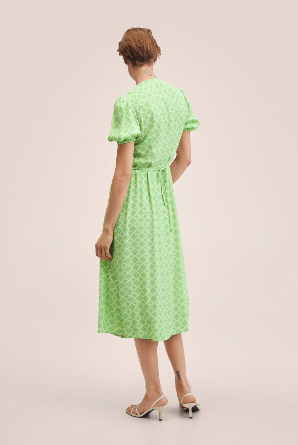 MANGO - Mango Vestido Estampado Manga Abullonada Lucy Mujer