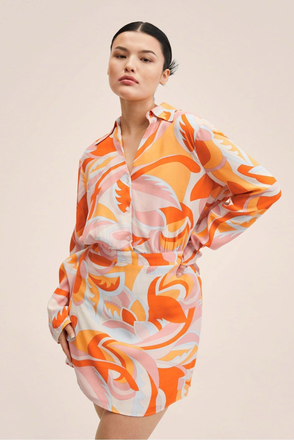 MANGO - Vestido Fluido Estampado Puc Mujer Mango