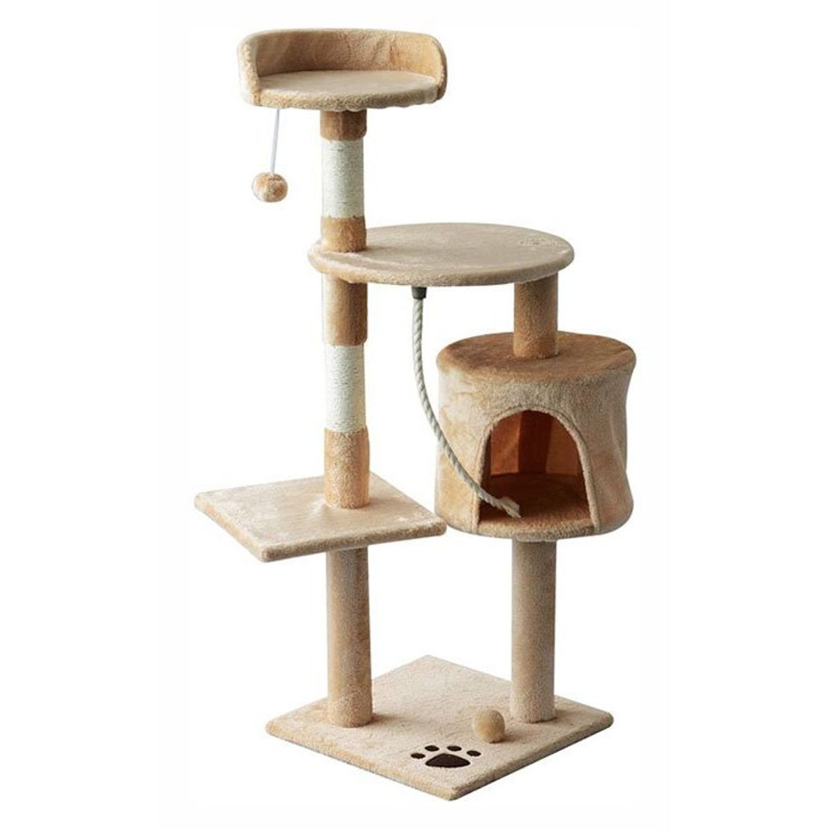 OLINA - Rascador Tipo Árbol Para Gatos  Una Casita Beige