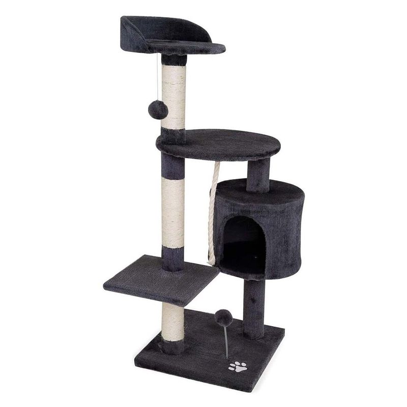 OLINA - Rascador Tipo Árbol Para Gatos  Una Casita Gris Os