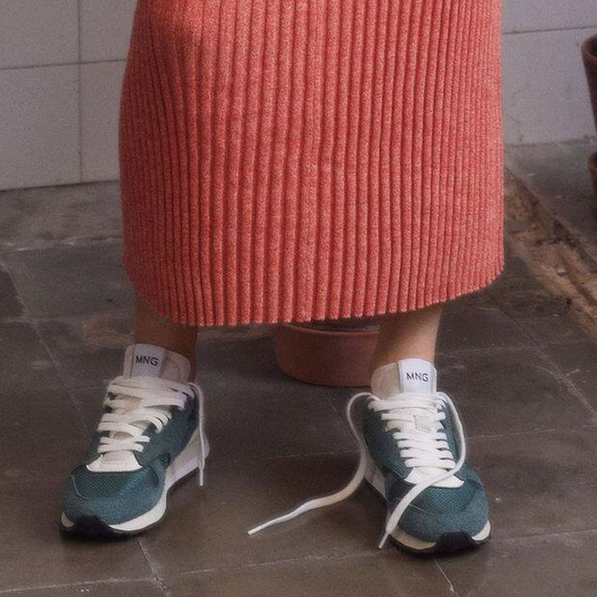 MANGO - Mango Mango Zapatilla Urbana Mujer Cuero Verde