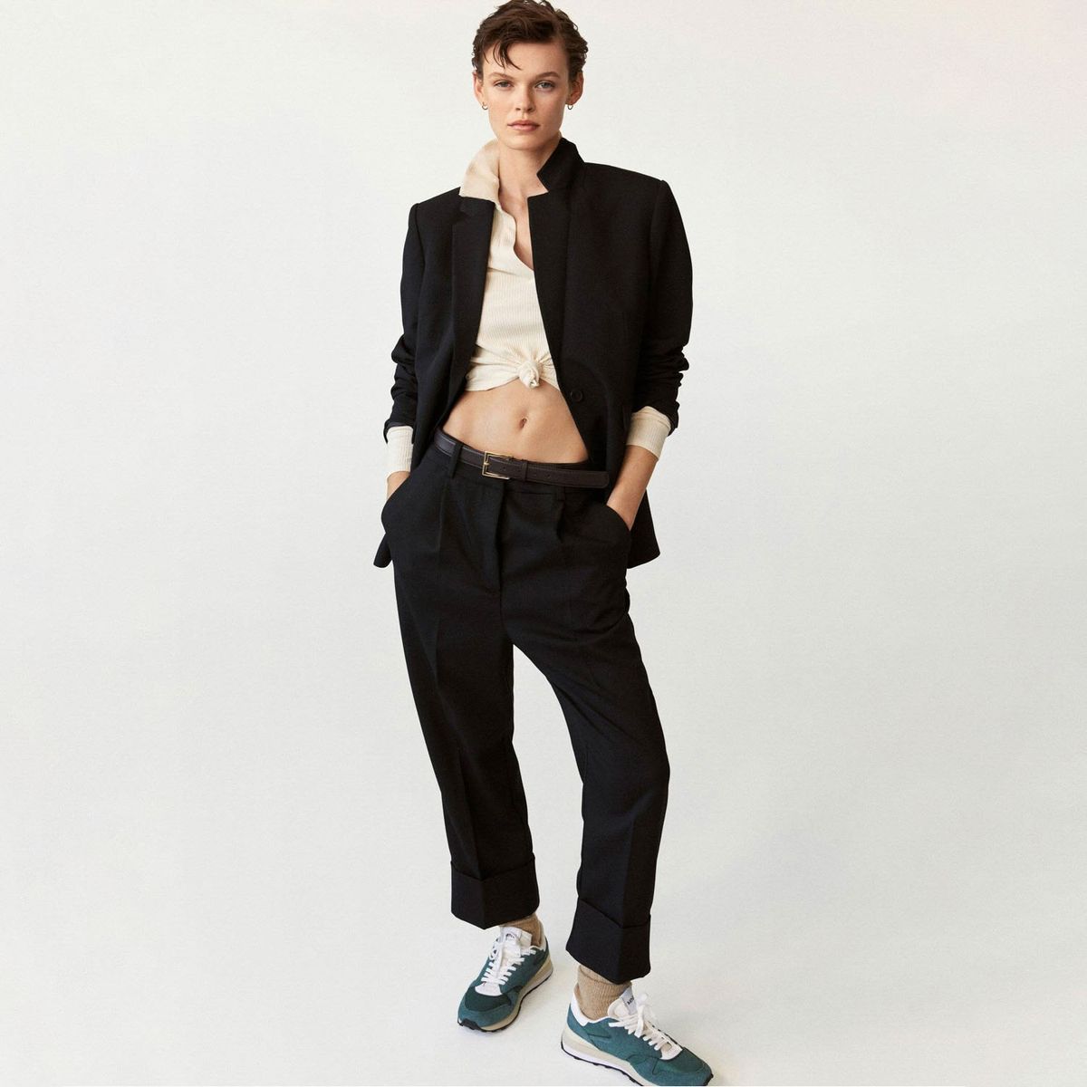 MANGO - Mango Mango Zapatilla Urbana Mujer Cuero Verde