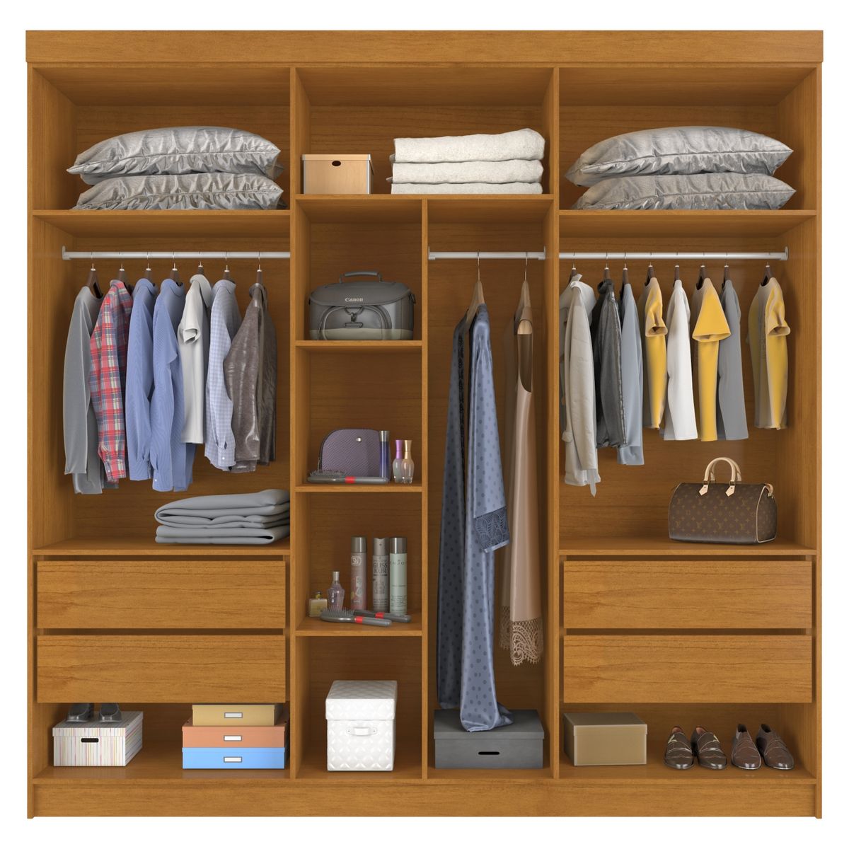 DI PORETTI - Clóset 6 Puertas 4 Cajones 230X230.1X47 Cm Franca Almendra Di Poretti