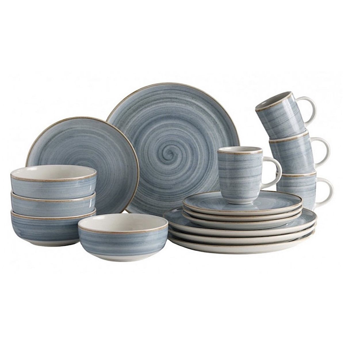 CORONA - Juego de Vajilla 16 Piezas Caoba Azul Corona