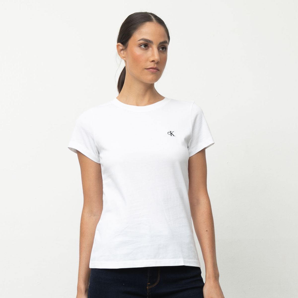 CALVIN KLEIN - Polera Lisa Manga Corta Algodón Mujer Calvin Klein