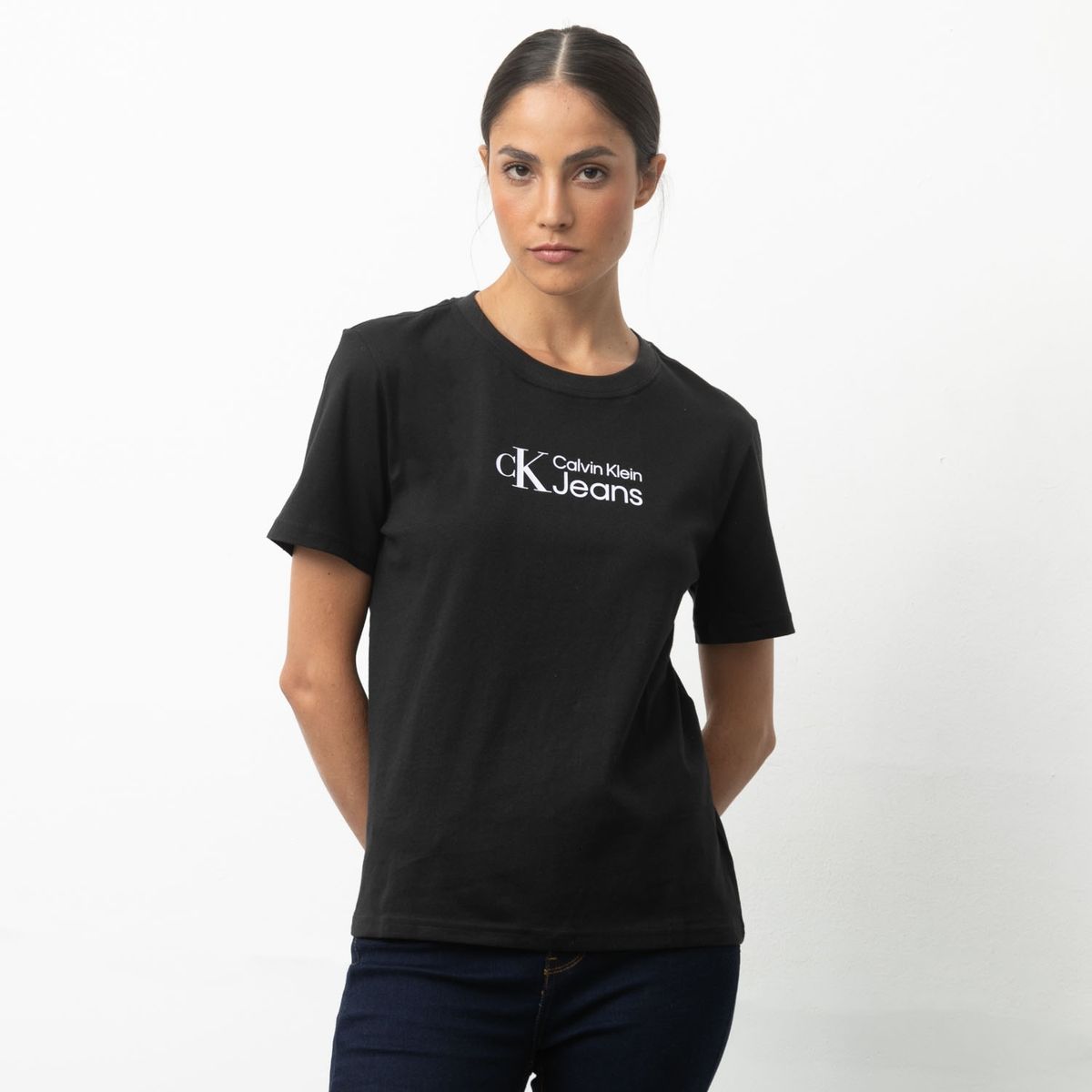 CALVIN KLEIN - Polera Estampada Logo Manga Corta Algodón Mujer Calvin Klein