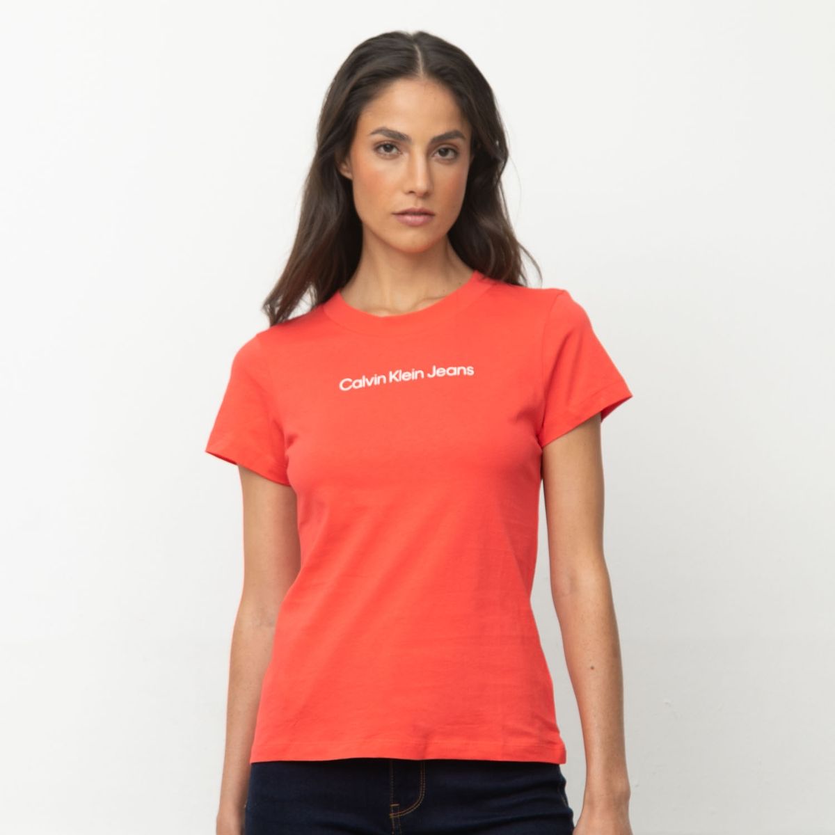 CALVIN KLEIN - Polera Estampada Logo Manga Corta Mujer Calvin Klein