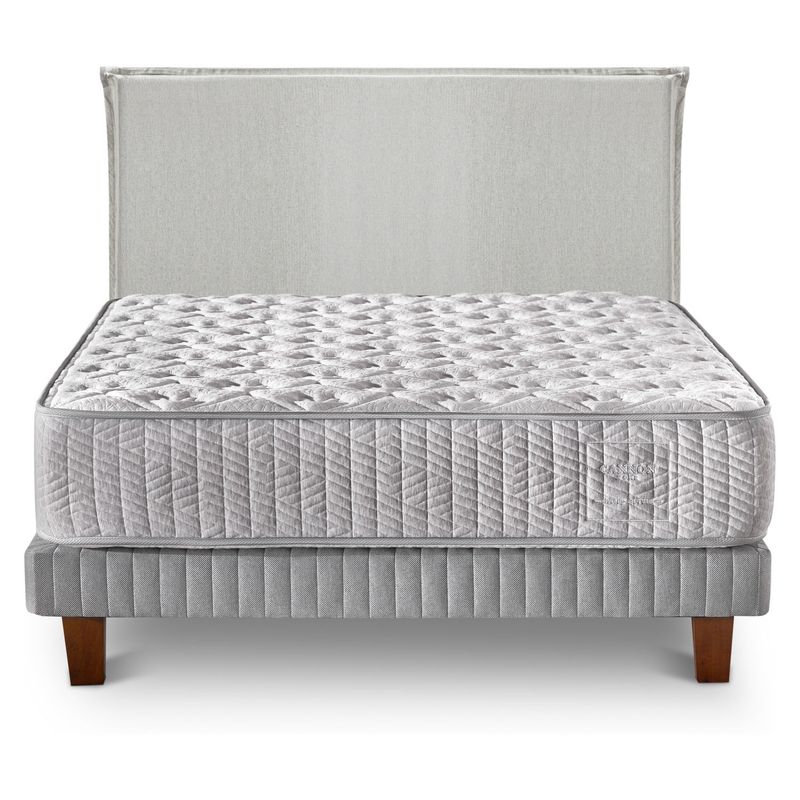 CANNON - Cama Europea Cotton 2 Plazas Cannon Home + Respaldo Natural