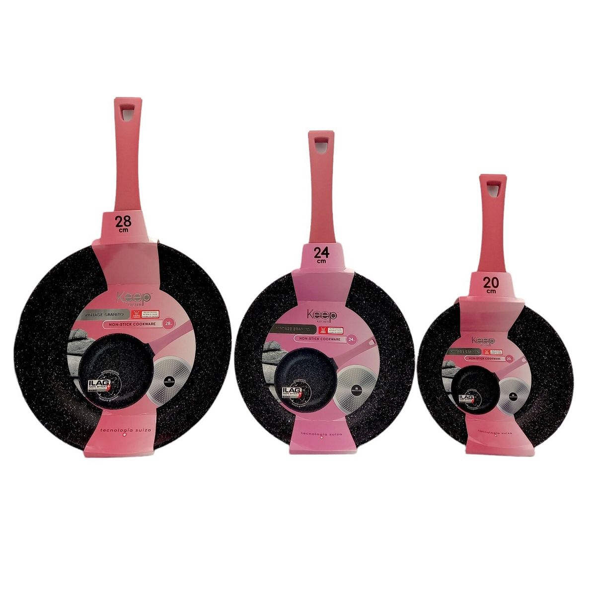 KEEP - Set de 3 Sartenes Granito Vintage Terracota