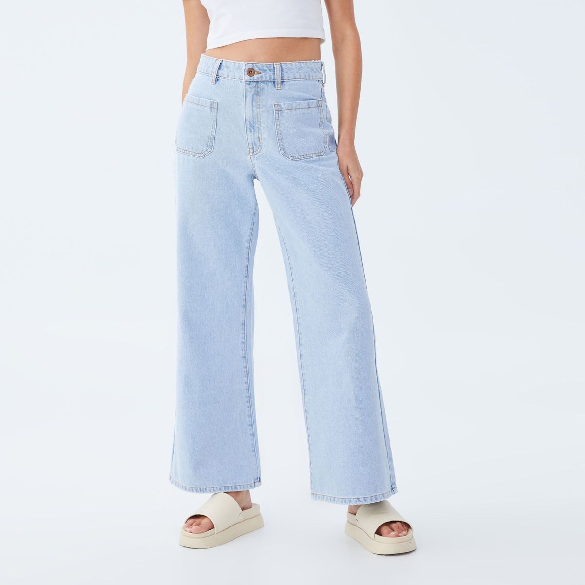 COTTON ON - Cotton On Jeans Wide Leg Petite Tiro Alto Mujer