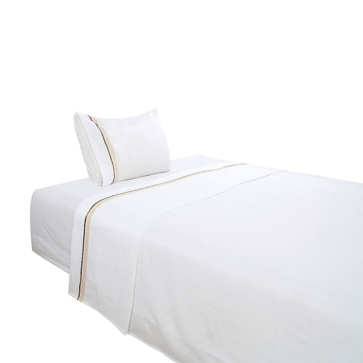 VEKKA - Juego De Sábanas White Beige 1.5 Plazas Vekka